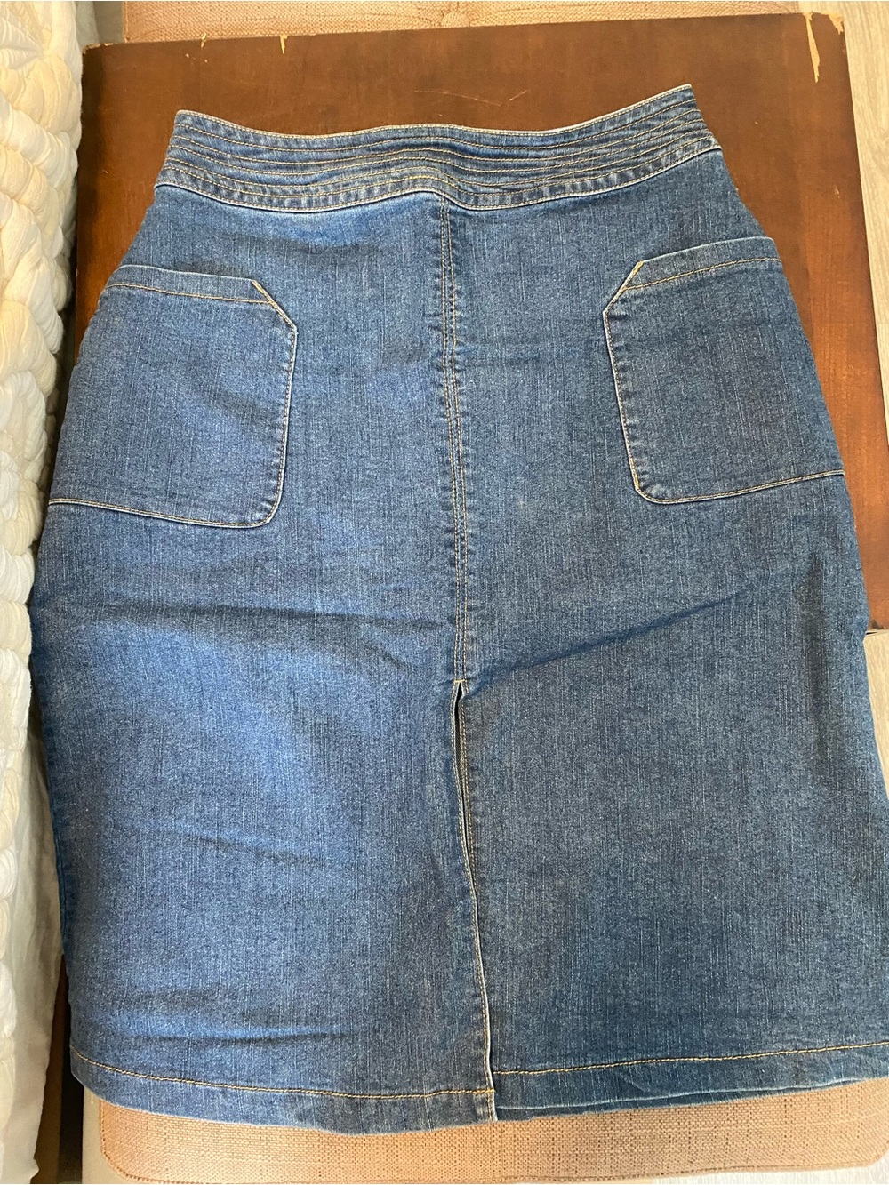 Universal Thread Blue Denim Skirt with Front Patch Pockets